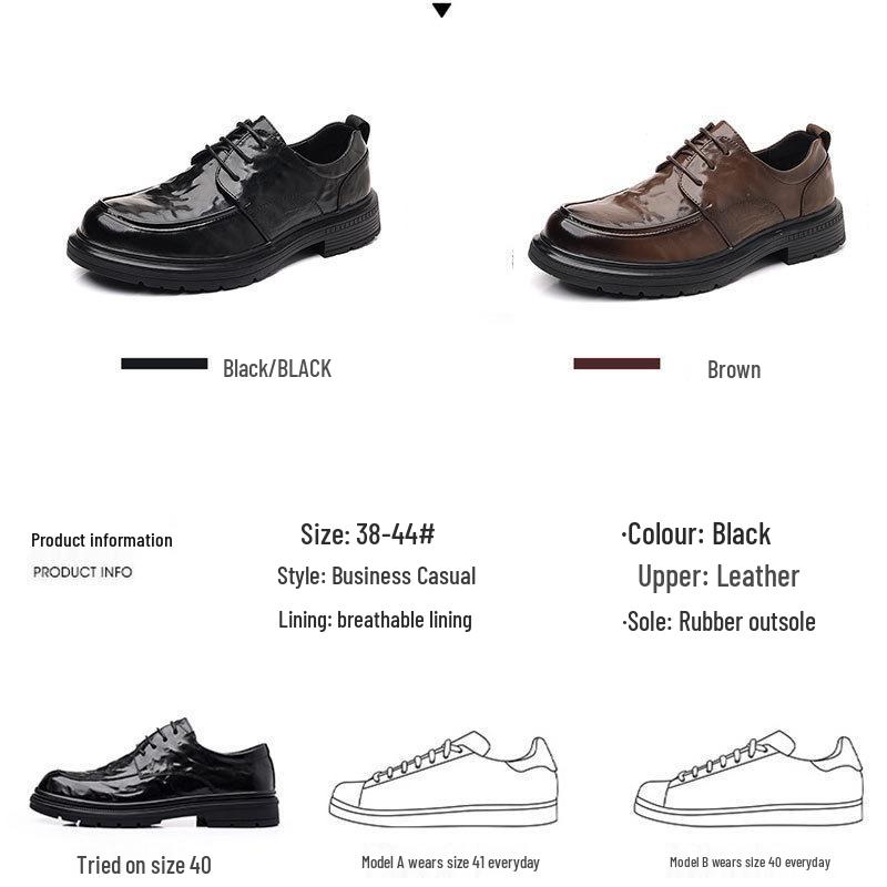 Men's British Style Business Leather Shoes - Comfortable, Versatile, Thick-Soled Formal Casual Footwear