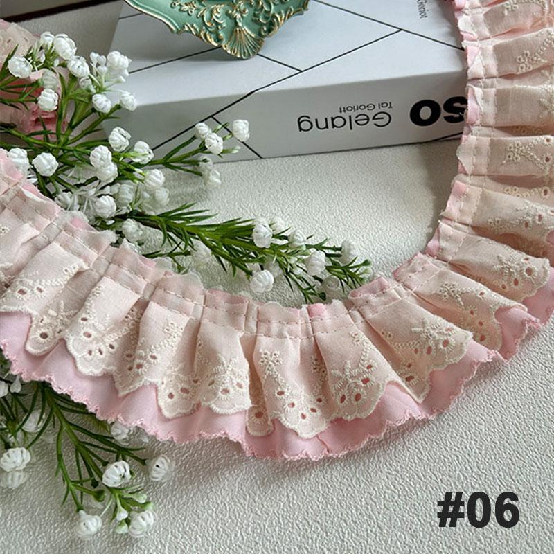 

3 Yard Pleated Lace Ribbon Handmade Cotton Openwork Embroidery Lace Trim Diy Skirt Hem Edge Clothing Curtains Sewing Accessories 3yard