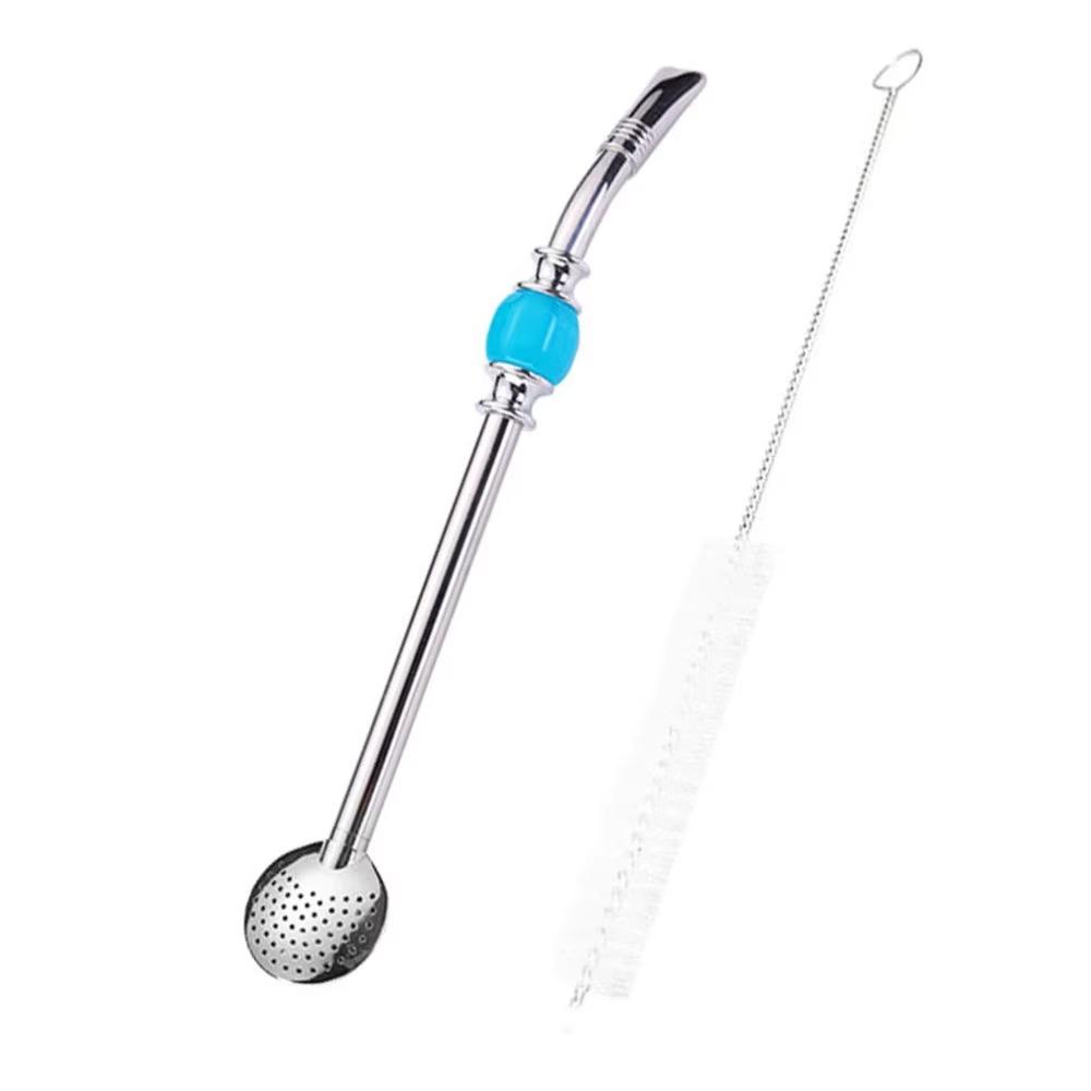 Removable Stainless Steel Straw Reusable Filter Spoon Straw Drinking Straw Spoon  Tea Drinking