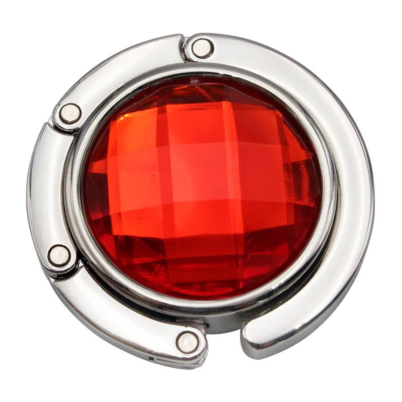 Multifaceted Crystal Round Acrylic Handbag Hook - Folding Table-Edge Hanger, Multi-Color
