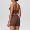 Cross-Border Halter Sports Vest & High-Waist Pocket Yoga Shorts Set