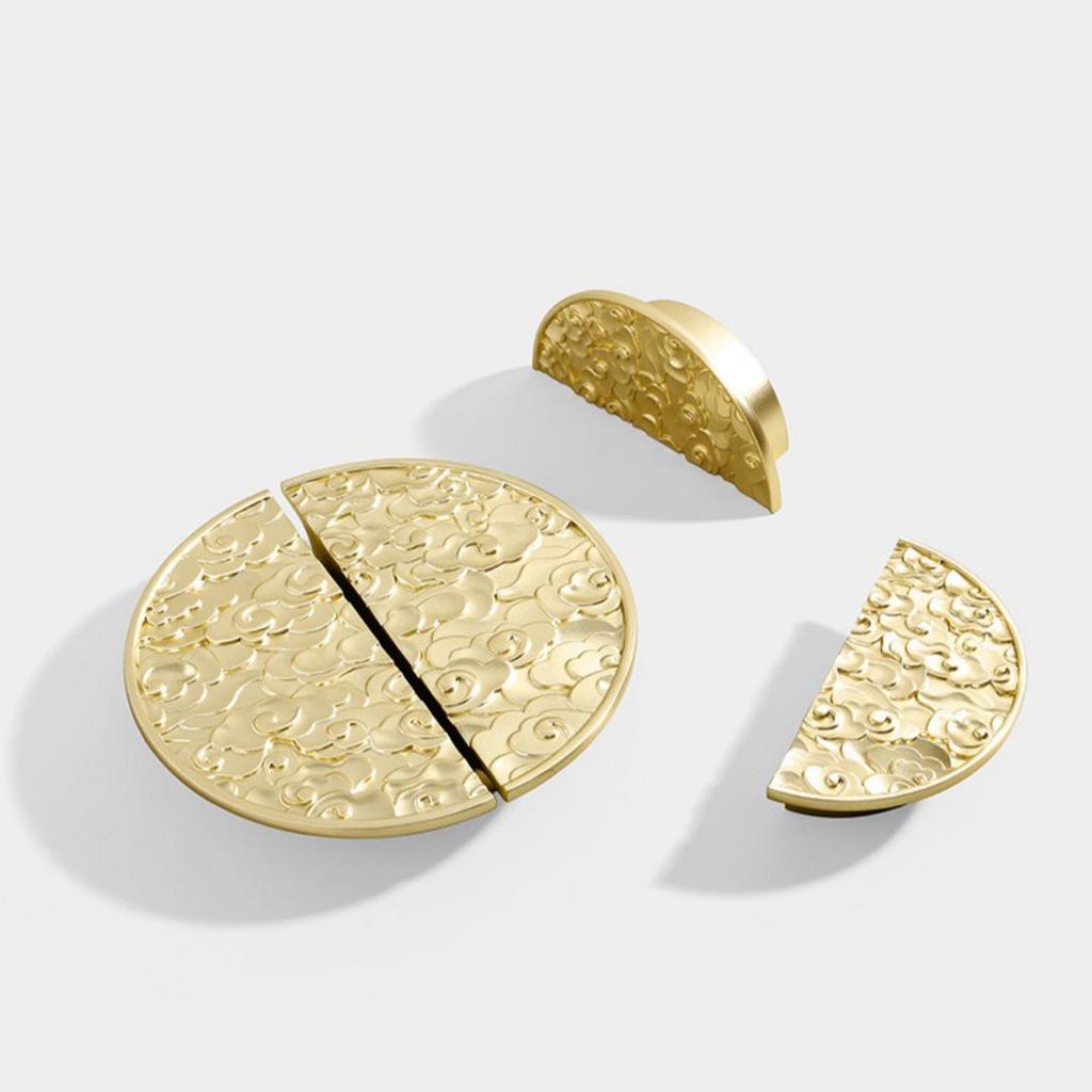 Chinese Style Gold Auspicious Cloud Half-Round Drawer Handles