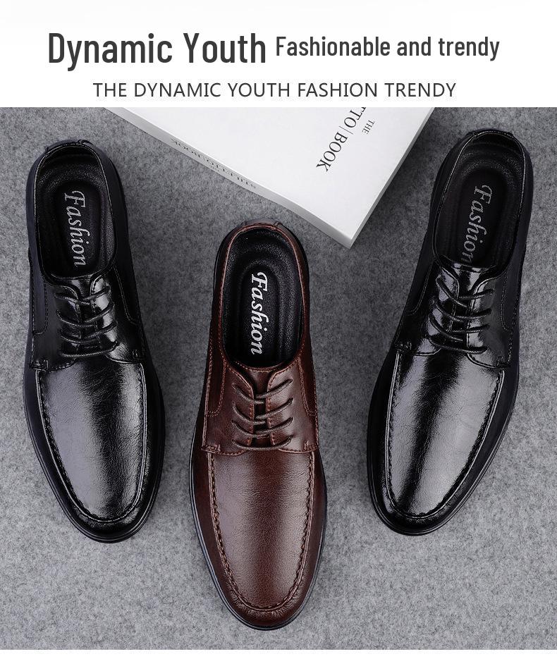 Men's Business Formal Leather Loafers - Breathable Cowhide, Large Size, Lace-up Driving Shoes.