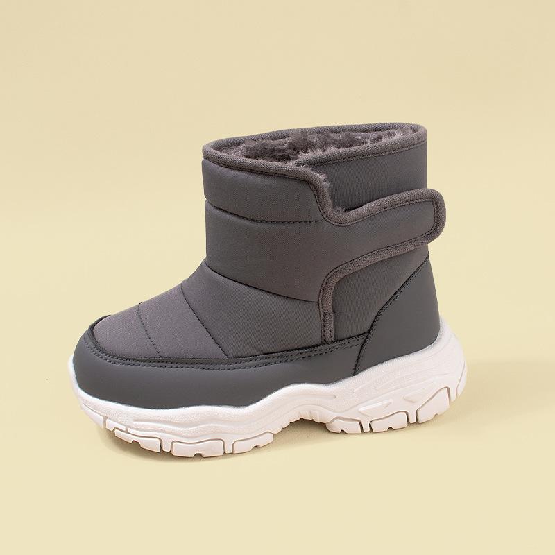 New Winter Model Children's Boots with Back Velcro and Fleece Lining for Warmth, Casual Sports Snow Boots for Older Children