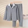 Men's Pajama Set Fall Winter Thick Warm Long Sleeve Tops Pants Pajama Sets Soft Plaid 2 Piece Button Down Lounge Set for Men Lapel Comfort Sleepwear