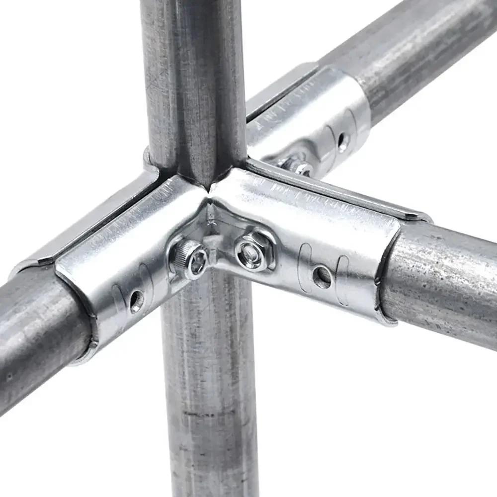 1Pcs Durable Carbon Steel Galvanized Pipe Joint Round 20/25/32mm Dia Rod Support Rack Tube Connector Furniture Hardware