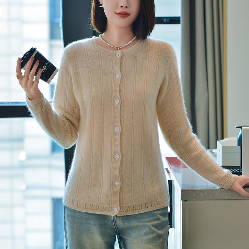 Fanzhen Women's 100% Wool Knit Cardigan
