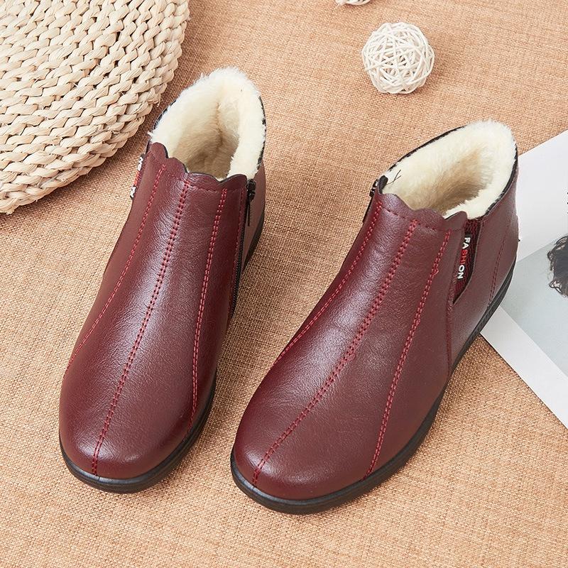 Single Shoes, Soft-soled Ankle Boots, Women's Fleece Warm Boots, Flat Cotton Shoes