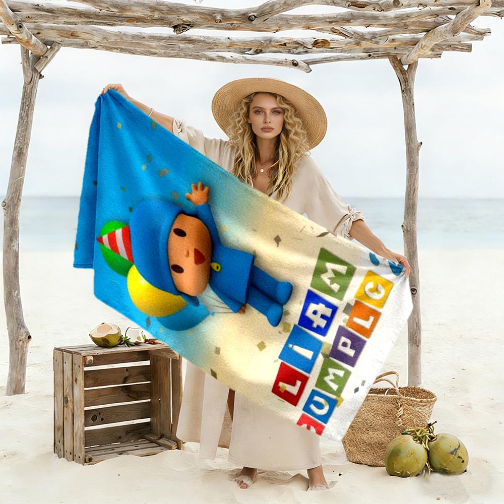 Pocoyo Beach Towel Quick-Dry Soft Microfiber Comfortable Lightweight