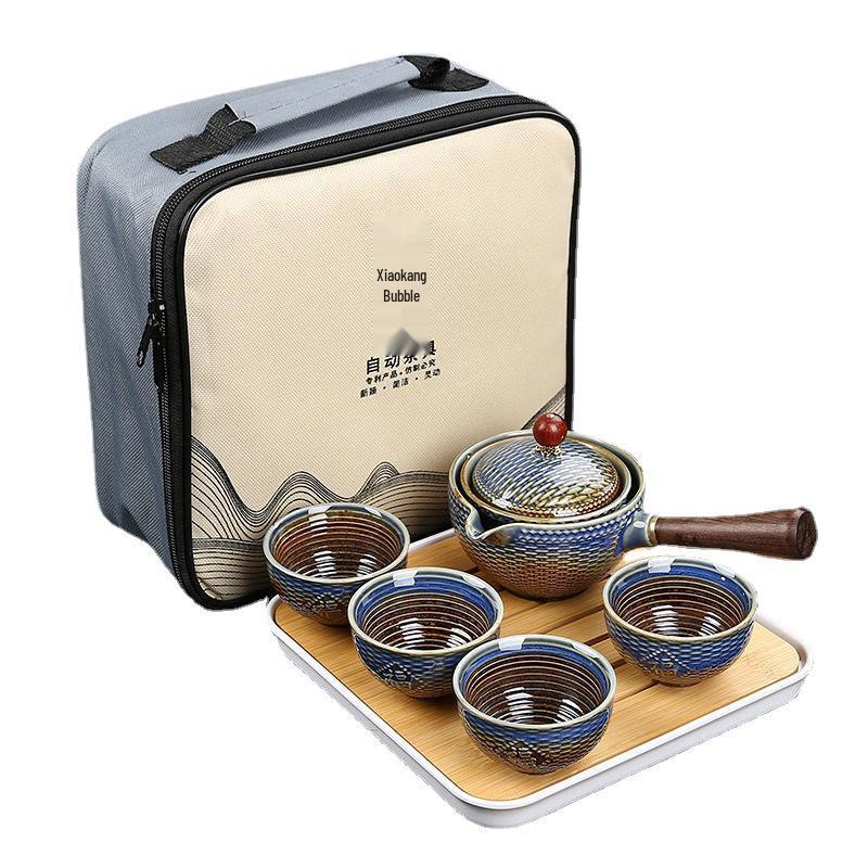 Portable Ceramic Travel Tea Set with Automatic Kung Fu Tea Maker - Business Gift