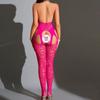 Women Halter Strap Heart Pattern See Through Mesh Open Crotch Sexy Lingerie Bodysuit
