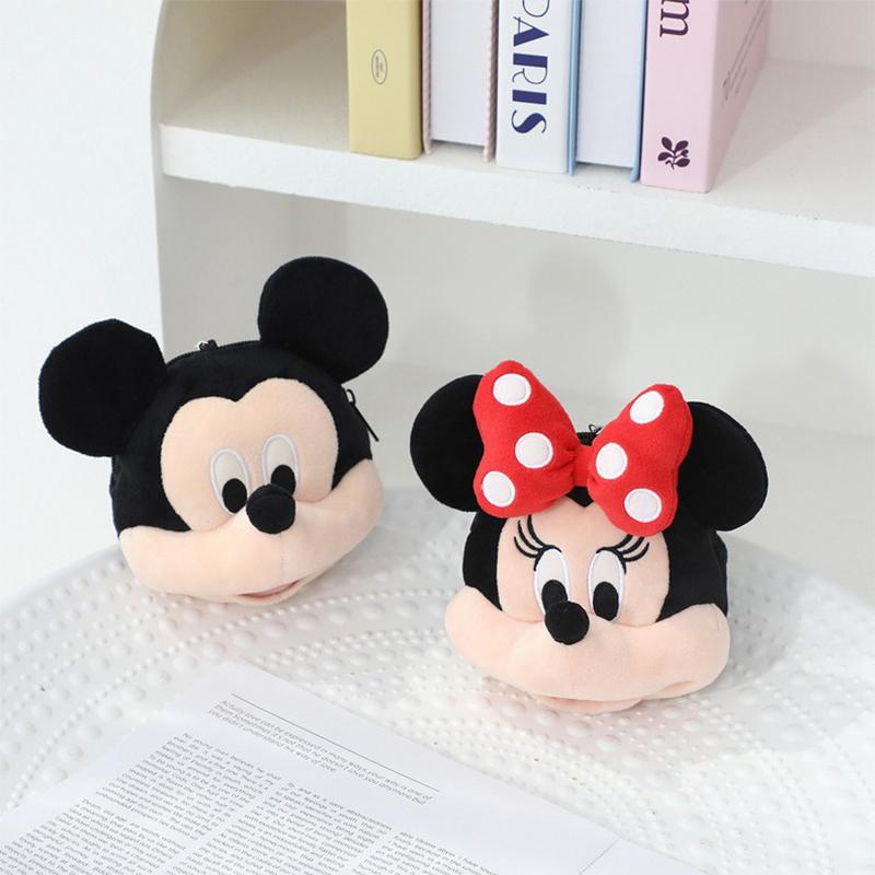 Disney Cartoon Plush Mini Makeup Bag Mickey and Minnie Cartoon Headphones Bag Card Case Girl's Keychain Bag Pendant Wallet