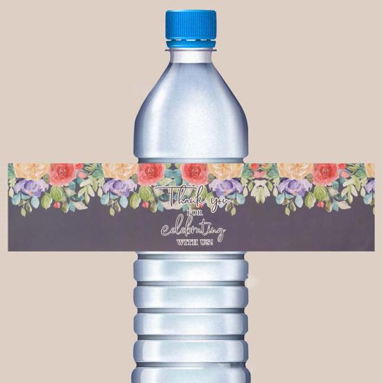 20 Pcs Gift Stickers Water Bottle Wrapping Labels Flower Print Self-adhesive Great Stickiness Gift Sealing Paper Stickers Happy Wedding