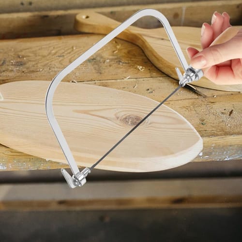 DFsucces Jigsaw, Hacksaw Frame, U-Shaped Decorative Cutting Saw, Steel Frame, Manual, for Stonework and Thin Woodworking, 4 Replacement Blades, Multi-