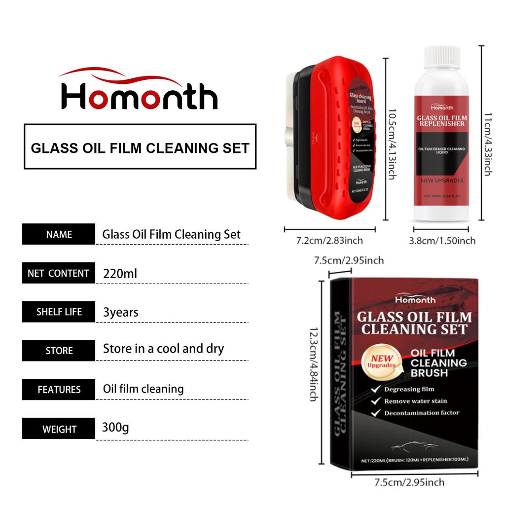 Car Glass Oil Film Remover Kit Glass Cleaning Board Hydrophobic Glass Coating for Windshield Clear Window Auto Detailing Tool