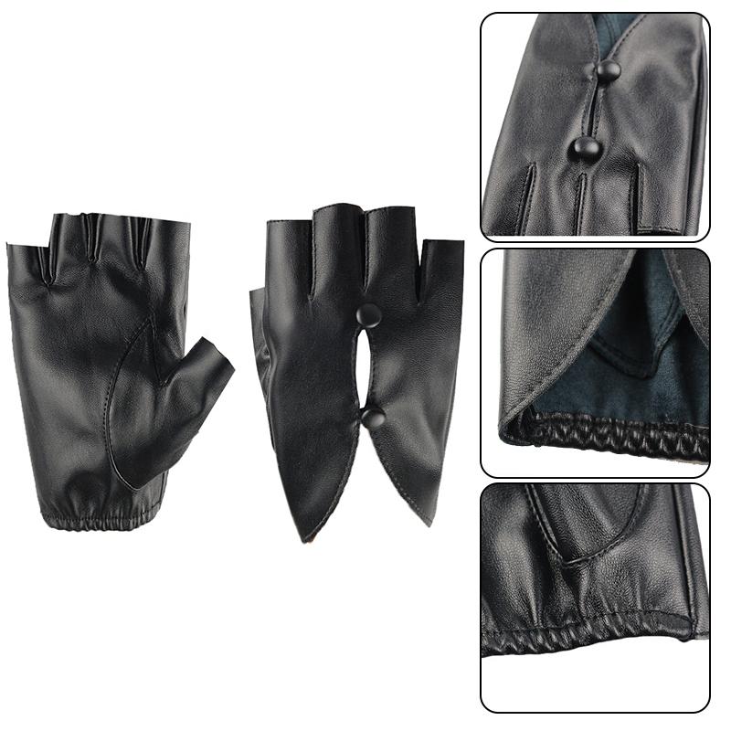 1 Pair Half Finger All-match Dance All-match Gloves Elegant PU Leather Fashionable Performance Light Luxury Art Thin 16x14cm