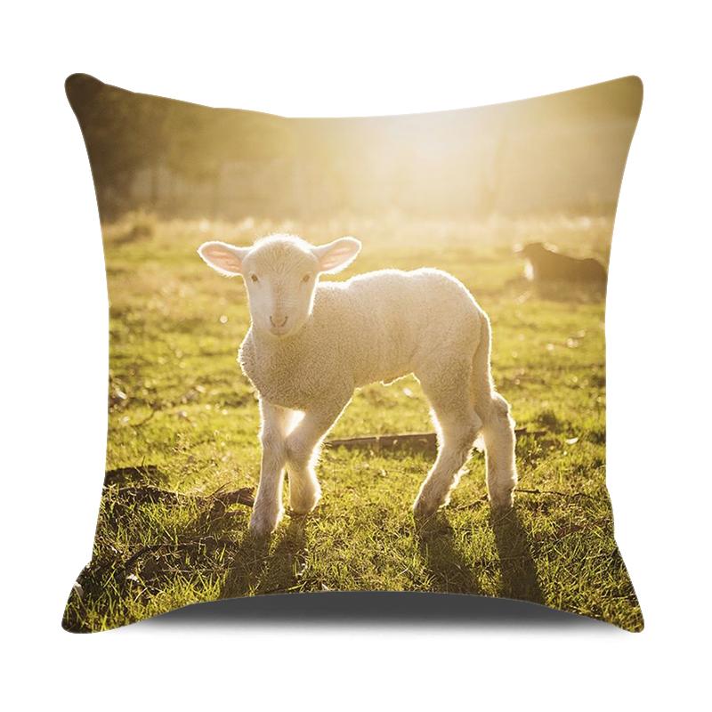 Animals Cushion Cover 18x18 Inches Throw Pillow Case Cow Sheep Donkey Pig Printed Pillow Cover Farmhouse Home Decor Cushion Case