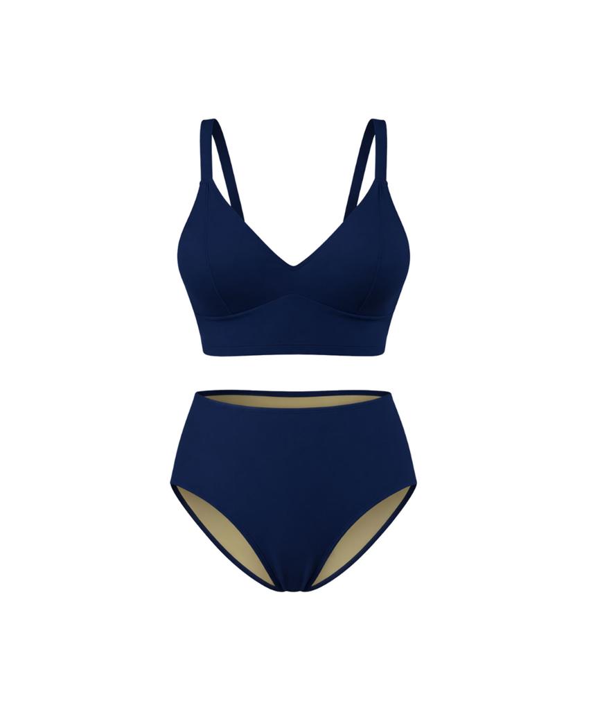 VIKINI VENDER Gomez High-Waisted Bikini - Navy