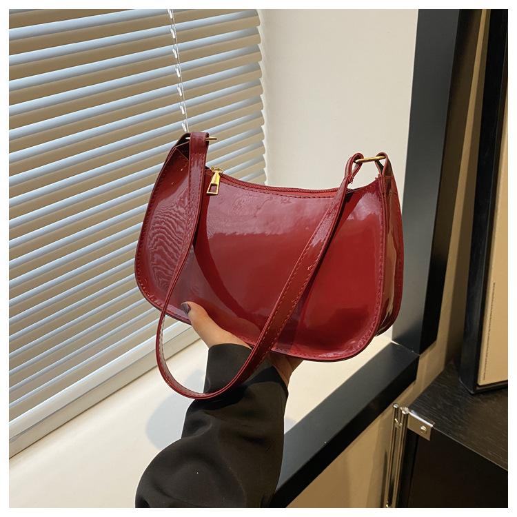 Chic Shiny Pu Leather Underarm Women's Bag, Minimalist Tote Bag, Texture Stylish Commuting Handbag, Daily Outfit Shoulder Bag
