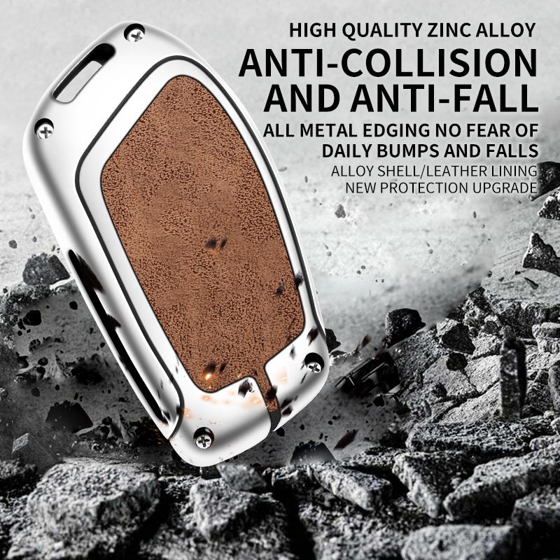 Zinc Alloy Leather Car Key Case Cover Fob Protector Shell For Mg Zs Ev Mg6 Ezs Hs Ehs For Roewe Rx5 I6 I5 Rx3 Rx8 Erx5