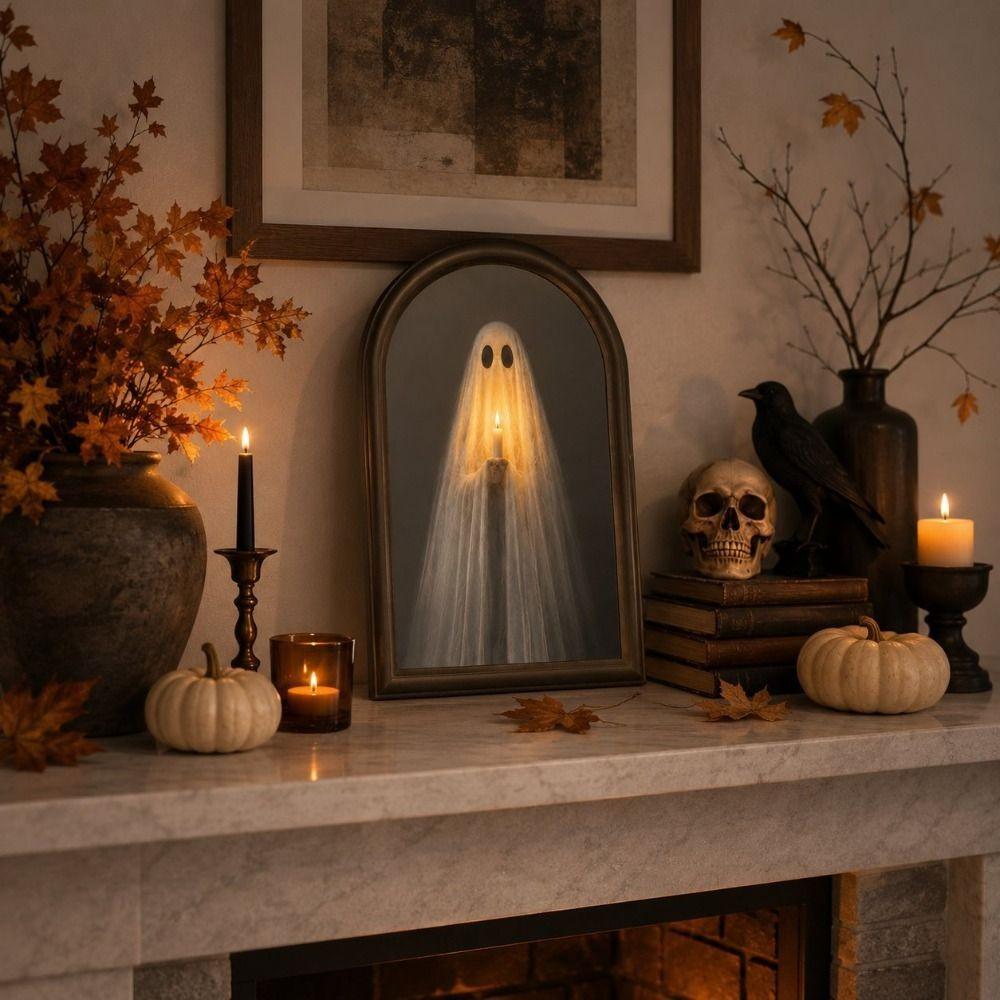 Geisterförmiger Leuchtender Geisterspiegel LED Leuchtender Halloween Geisterspiegel Spukhaus