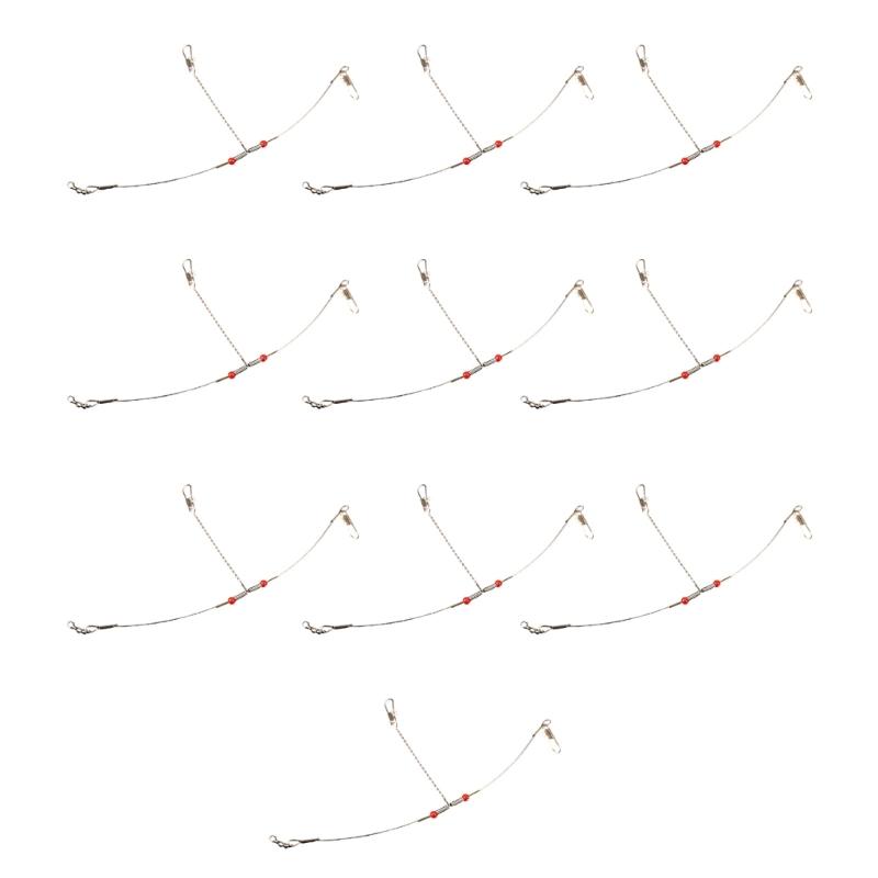 10Pcs Sea Fishing Line Rig with Snaps Freshwater Saltwater Fishing Wire Leader Rigs Bottom Tackle Rig