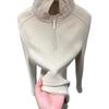 Women's Winter 2025 Half-Zip Brushed Corduroy Long-Sleeve Hoodie Top