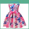 Vestido de Princesa Lilo e Stitch para Meninas com Laço de Borboleta Mistura de Algodão para Usar na Primavera Outono