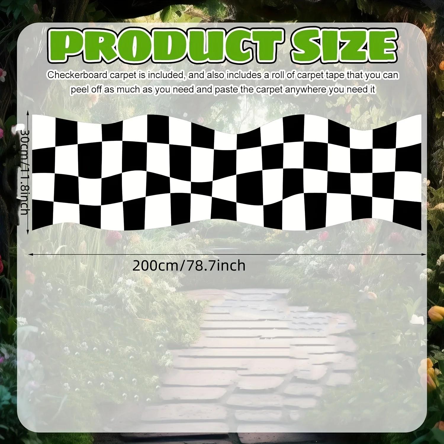 

VIKAMA Fairyland Runner Carpet - Black and White Checkered Outdoor Wedding Birthday Party Decorative Carpet 30x200cm 12x79inch