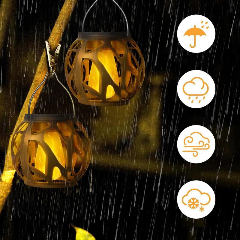 Solar Lantern Solar Hangable Lanterns Outdoor Waterproof 4x Light Backyard Patio Garden Fence Tree Decoration For Balcony Porch
