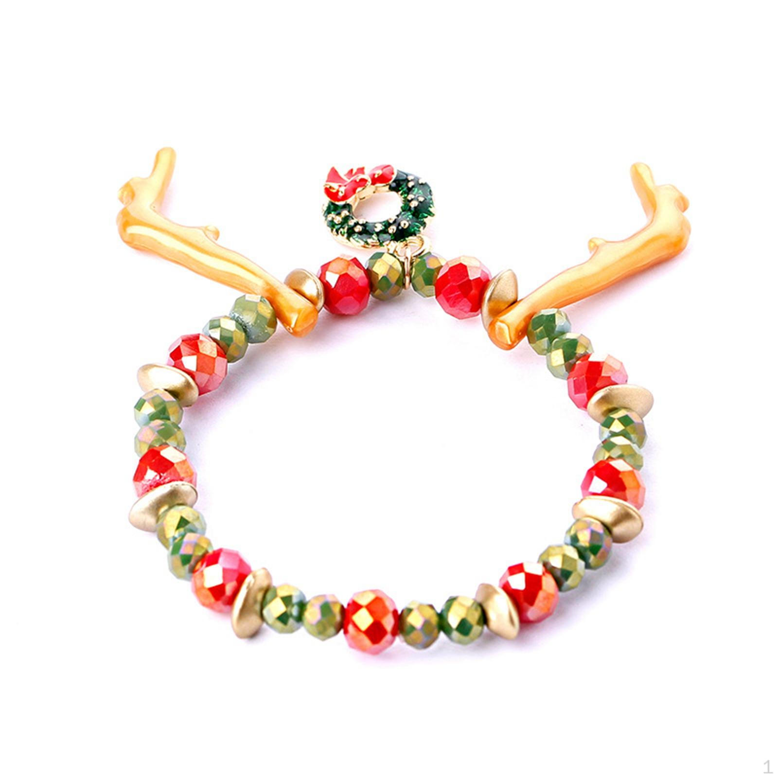 Christmas Bead Bracelet Mixed Colors Pendant Caribou horn