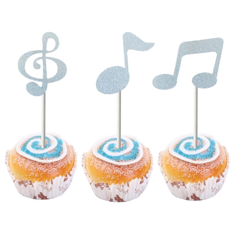 Single Unit Musical Note Cake Insert Decorations Recyclable Music Symbol Shape Cupcake Accessory Party Supplies