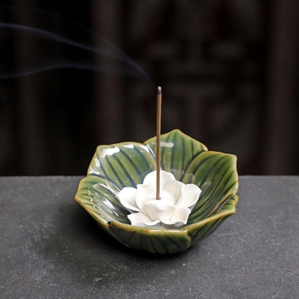 Ceramic Incense Burner Flower Design Incense Burning Tray Incense Stick Holder  Home Decor