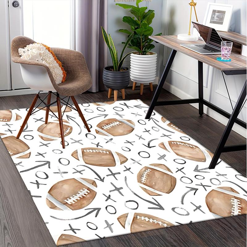 Football Pattern Chair Mat Office Carpet, Oversized Rug for Home Decor, Gift Idea for Football Lovers, Suitable for Bedroom, Living Room