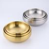 Korean Style Stainless Steel Double-Layer Gold Noodle Bowl - Large for Noodles, Rice, or Soup with Custom Logo