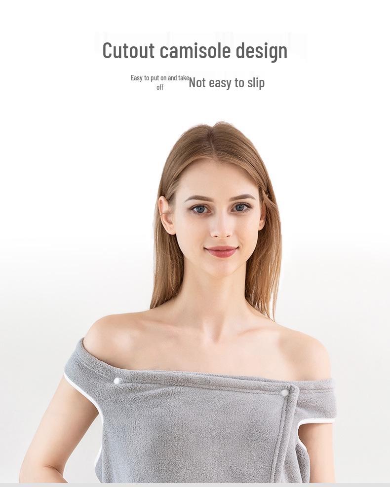 Women's Off-Shoulder Coral Fleece Bathrobe with Star Embroidery