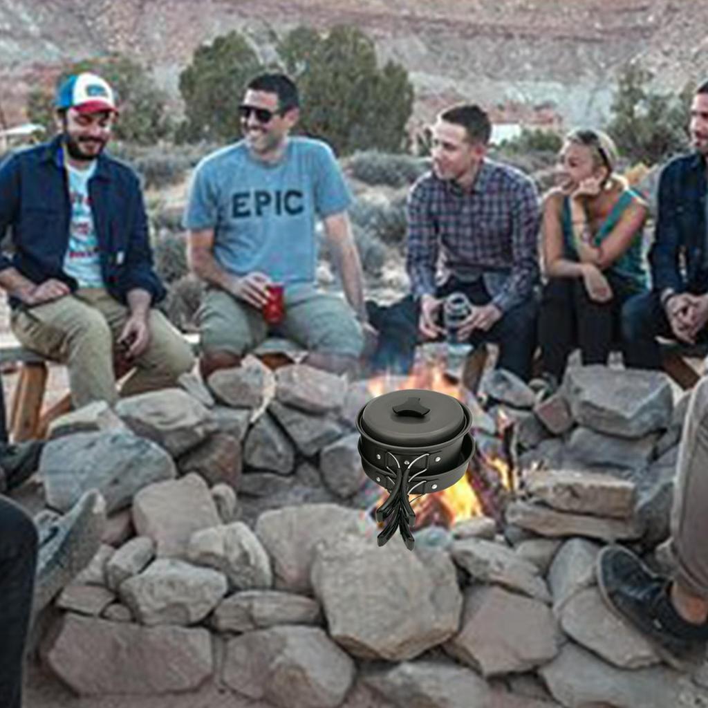 Camping-Kochgeschirr-Set, Lagerfeuer-Kochutensilien, faltbares Kochset, tragbar, für Outdoor, Wandern, Rucksackreisen