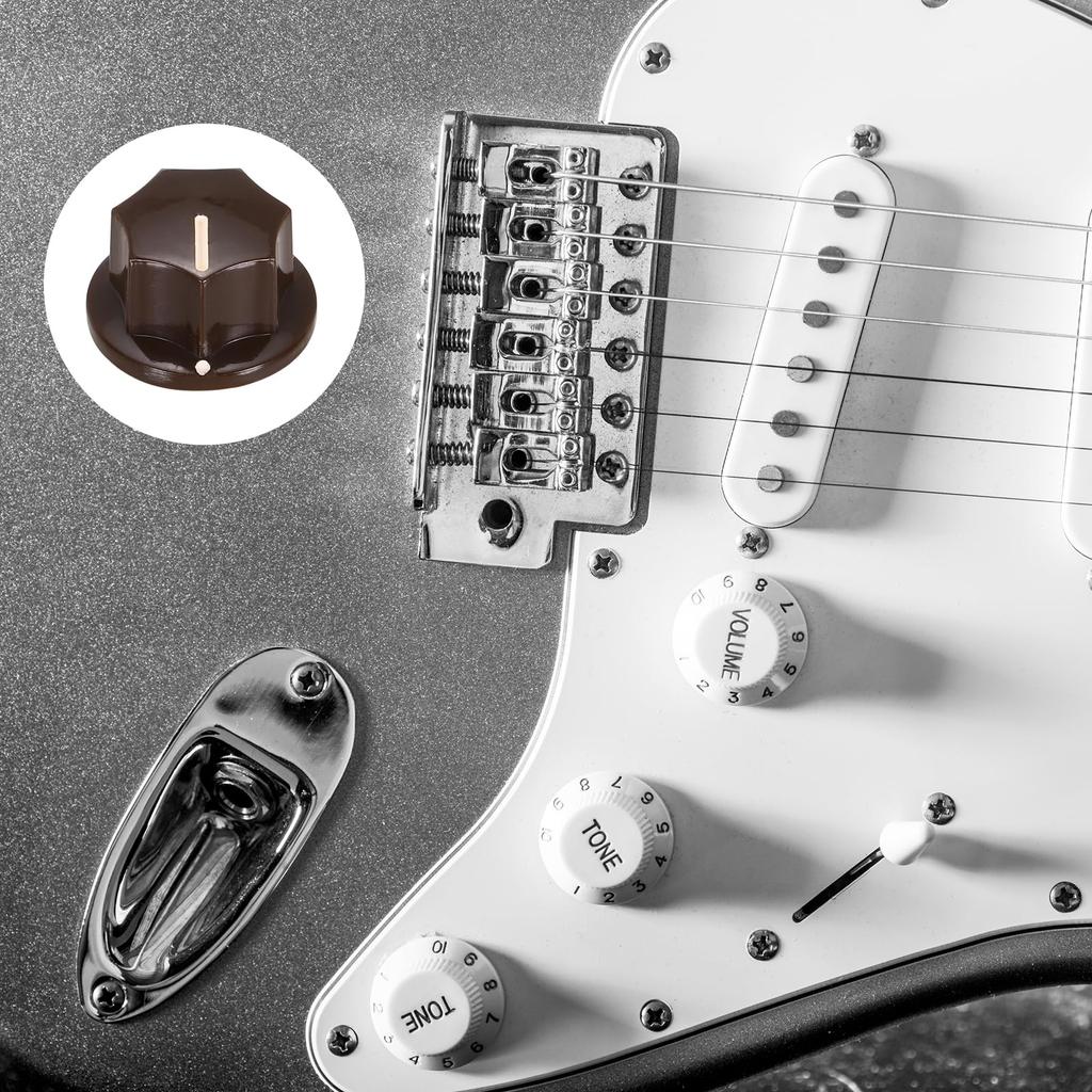 uxcell A B S Copper Potentiometer Top Hat for for Brown & Knobs, 10-Piece Set, 1/4-inch, Shape, Volume/Tone Control, Guitar/Audio Mixer/Amplifier,