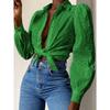 YYFS Women's Fashion Casual Solid Color Print  Spring Autumn Long Sleeve POLO Neck Blouses & Shirts