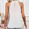 Neckholder Weste Damen Lässige Tops Einfarbige Spitze Dekoration Durchbrochene Spitze Stickerei