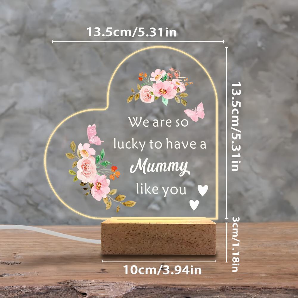 1PC Acrylic Luminous Ornament Photography Accessories, USB Base, Mom Gift, Lucky Quote Figurines