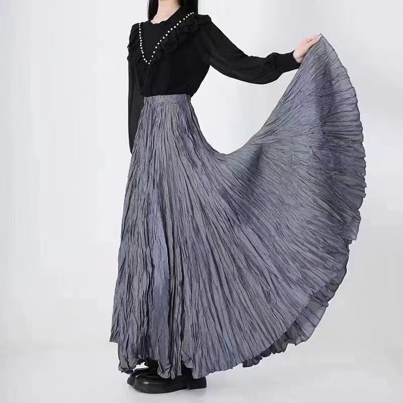 Women's High Waisted Fashionable Long Skirt Cotton Falda Female Casual Beach Bohemia Ruffles Maxi Skirt