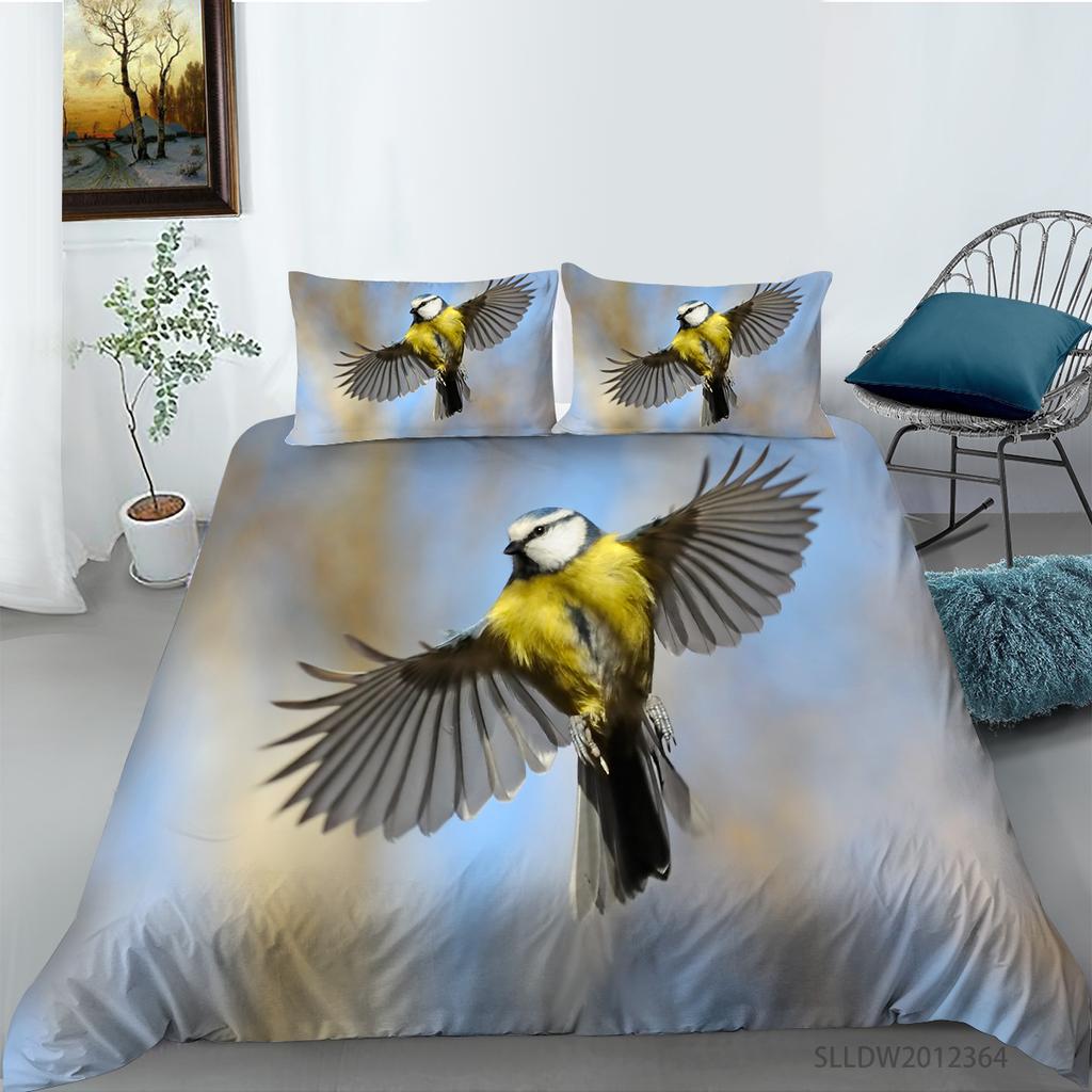 3D Printing Household Bedding Set Bird Theme Bedding Set Queen King Full-size Double Bed Quilt Cover and Pillowcase Soft Microfiber