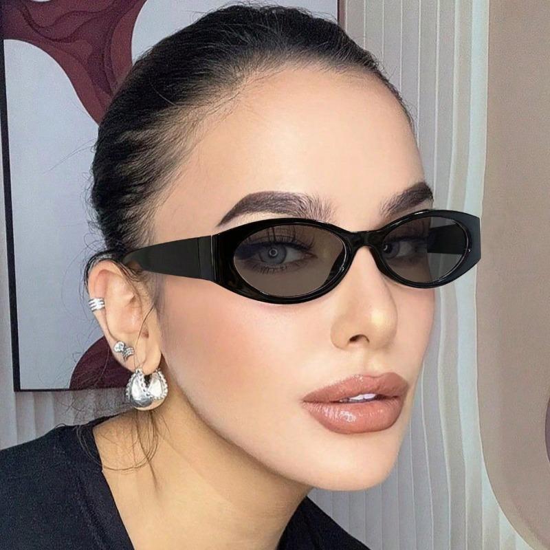 New Small Oval Sunglasses Women Men Trendy Vintage Hip Hop Cat Eye Sun Glasses Female Leopard Black Punk Eyewear Uv400