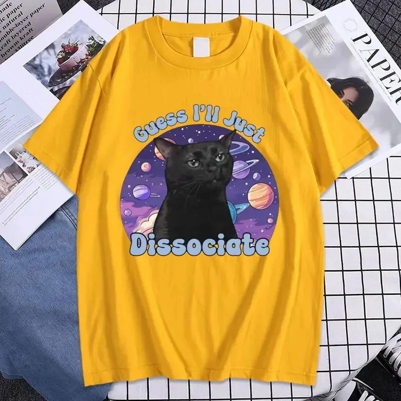 Black Cat Funny Meme Graphic Tshirt Summer Women's Vintage Short sleeved Tshirt Fashion Beauty Clothing T-shirt Street Clothing