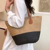 New Versatile Simple and Fashionable Straw Woven Bag Large Capacity Shoulder Bag Handbag Retro Beach Bag Women's Bag Knitting