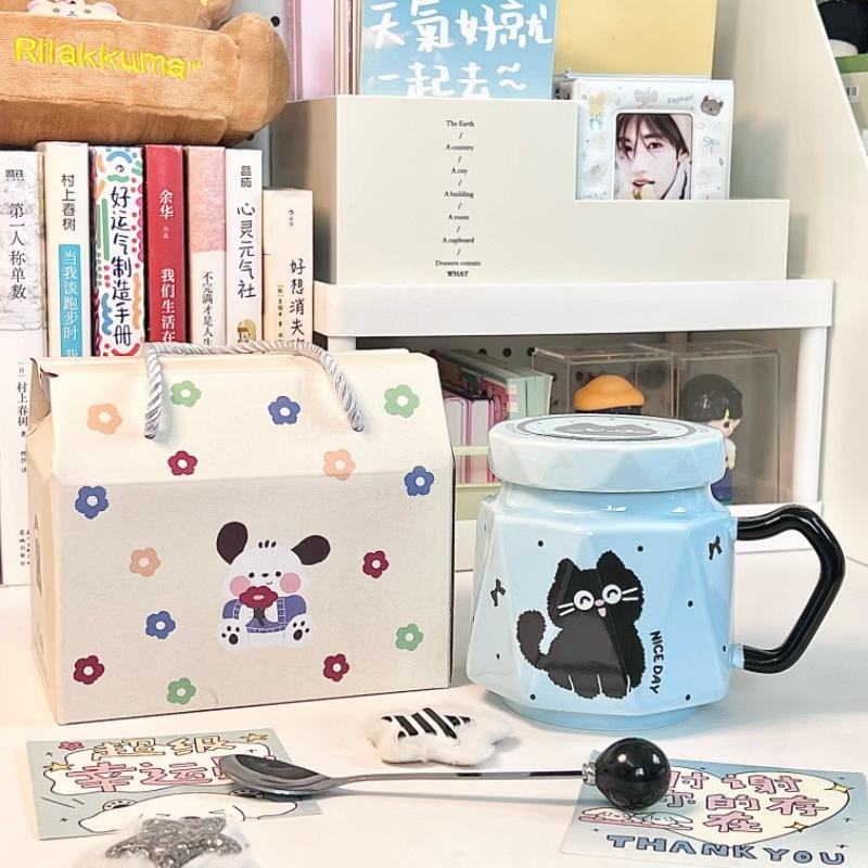 Birthday gift ins Cream Wind Cat Ceramic Mug Girl Heart Coffee Milk Mug Souvenir Gift Box