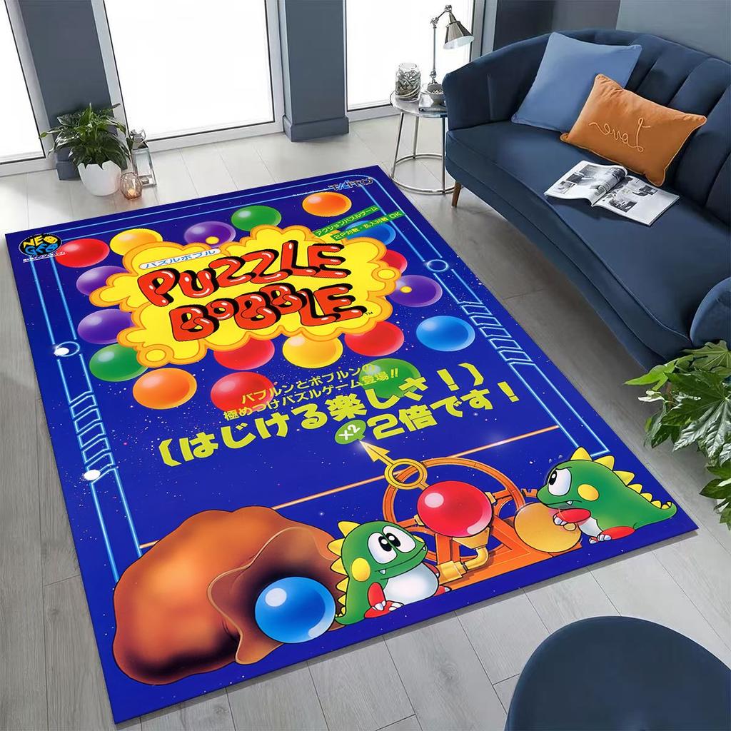 3D Retro Game Bubble Bobble Cartoon Gamer Rug for Bedroom Living Room Sofa Home Doormat Decor, Large Kid Play Non-slip Floor Mat