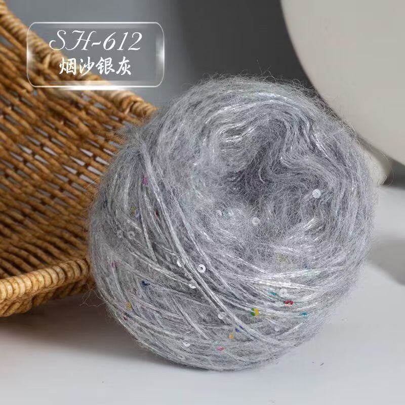 50g Big Sequins, Mohair Wool, Super Soft Yarn, Hat, Sweater, Scarf, Hand Woven DIY Shawl, Wand, Needle DIY Knitting&Crocheting