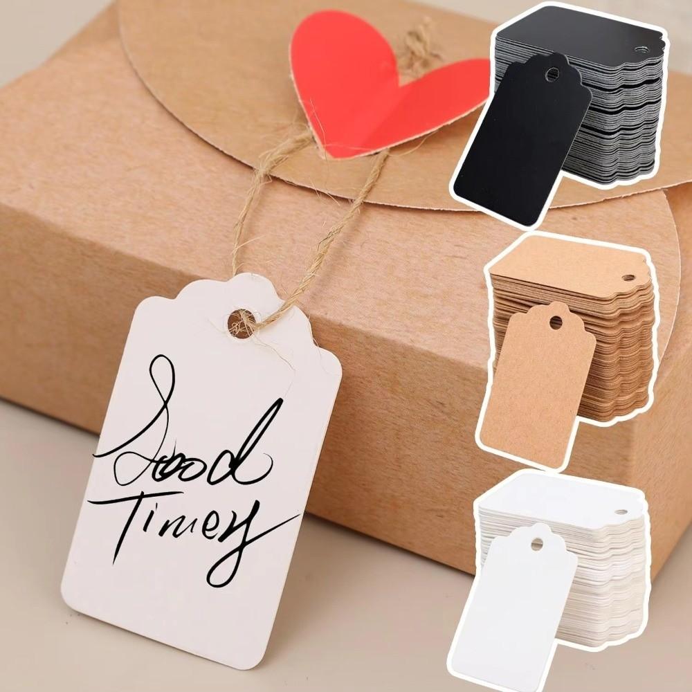 100Pcs Multi-purpose with Strings Kraft Paper Hanging Tags Blank Cardboard Packaging Label DIY Gift Tags Wedding